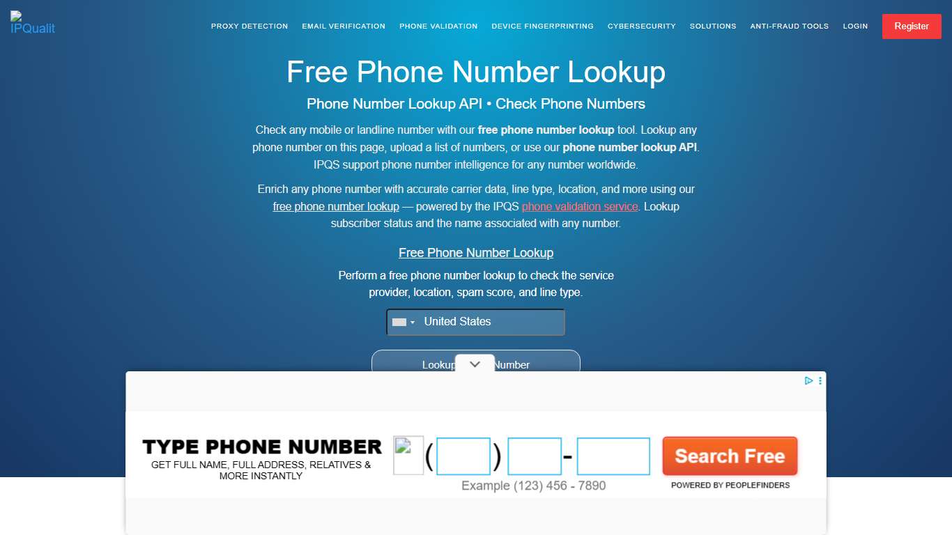 Free Phone Number Lookup Tool | Phone Number Lookup API